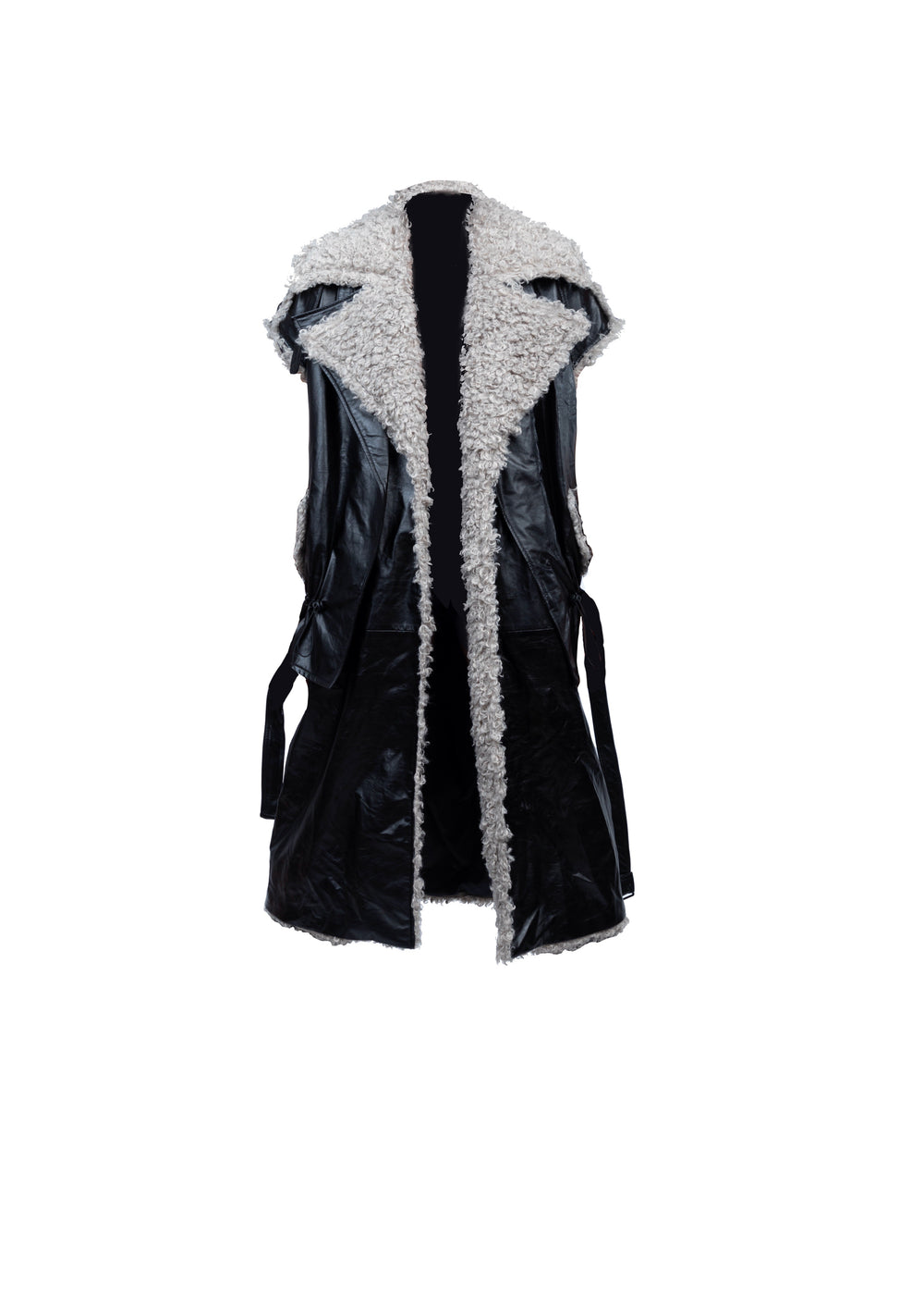 Wool Blend Leather long Coat