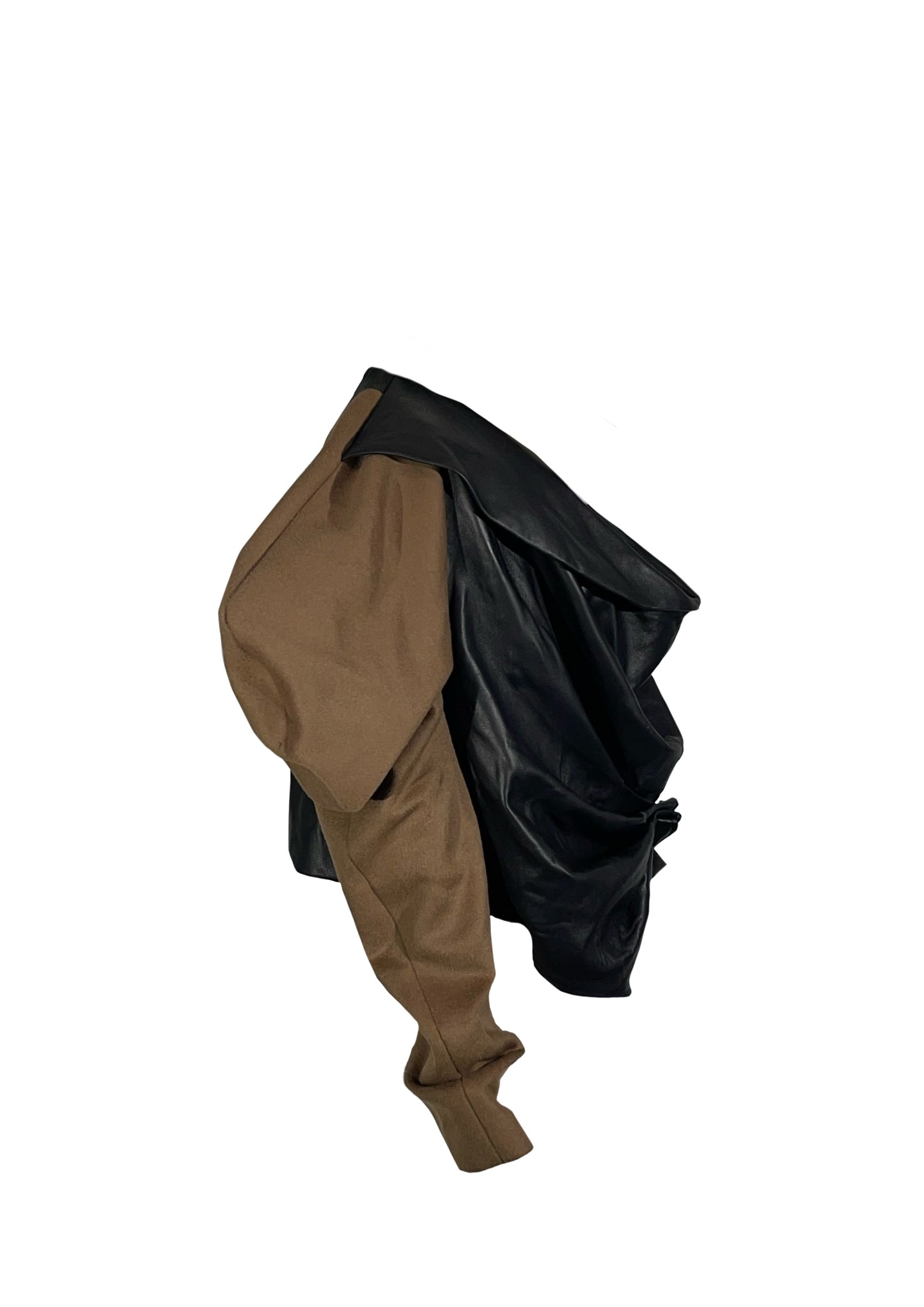Suntan Sleeve Leather Weatshirt